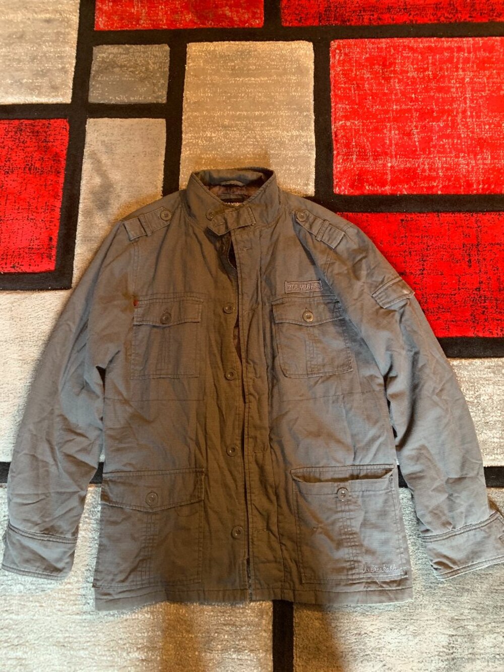 Zoo York Unbreakable Men's M Gray Military Field Jacket Insulated Camo Lined